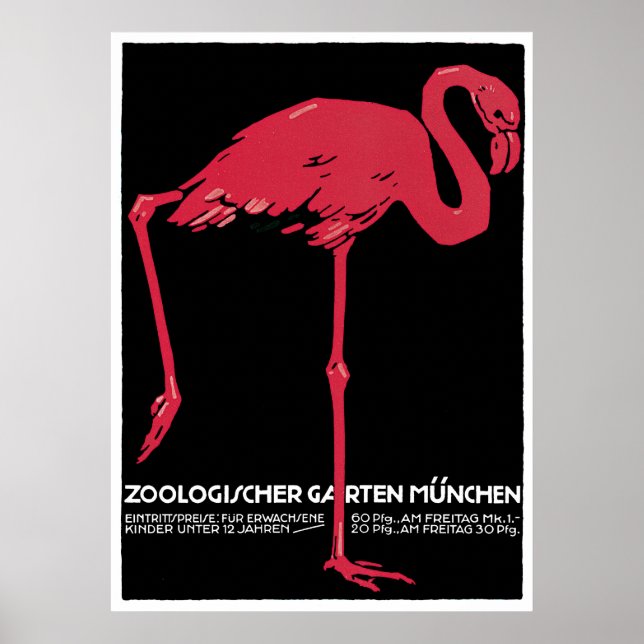 Munich Zoo Germany Vintage Travel Poster (Front)