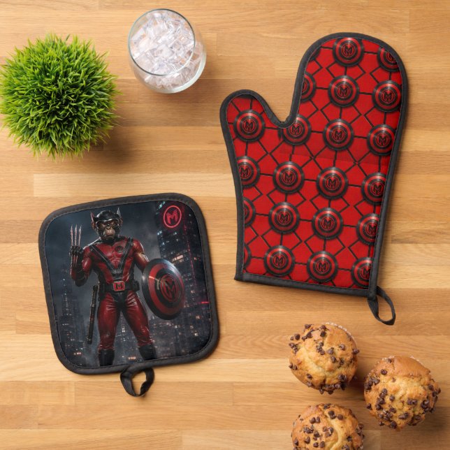 munkus Hero//kitchen accessories/oven mitt  set (Top Down)