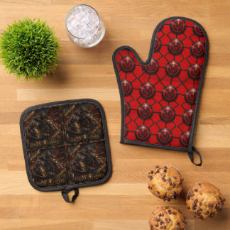 munkus potholder set/Black /kitchen accessories Oven Mitt & Pot Holder Set