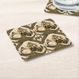 munkus White night patrol paper coaster/bar  Square Paper Coaster