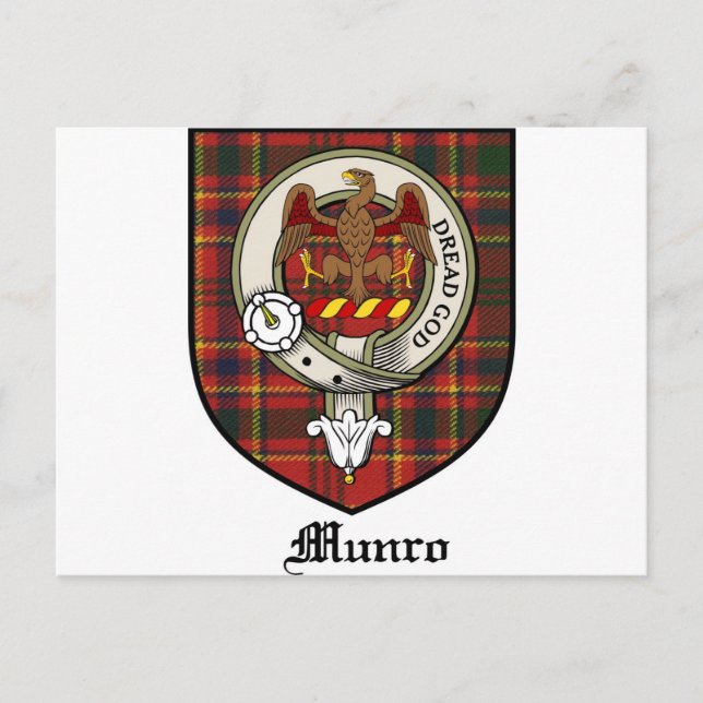 Munro Clan Crest Badge Tartan Postcard (Front)