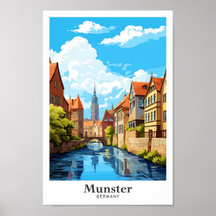 Munster Germany Art Vintage Travel Illustration Poster