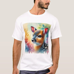 Muntjac Deer 240624AREF121 - Watercolor T-Shirt