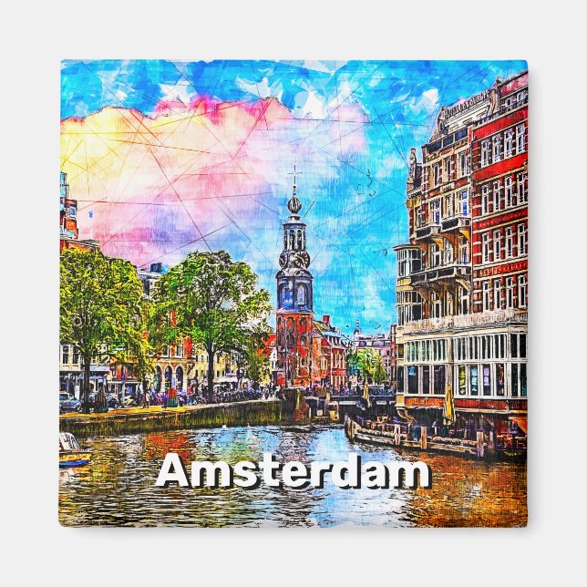 Munttoren tower. Amsterdam. Netherlands. Magnet (Front)