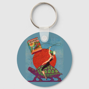 Murad cigarettes lady riding giant tortoise key ring