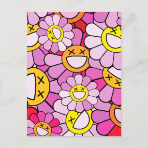 Murakami flowers holiday postcard