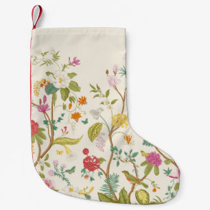 Mural. Bloom. Blooming trees. Vintage floral illus Small Christmas Stocking