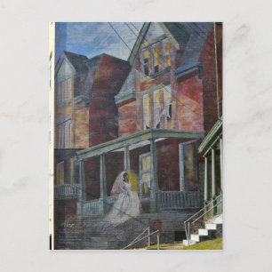Mural: Bride entering her "house." Postcard