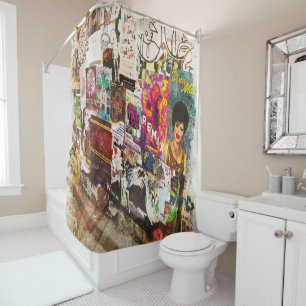 Mural, Bulletin Board, Pike Place Market, Seattle Shower Curtain