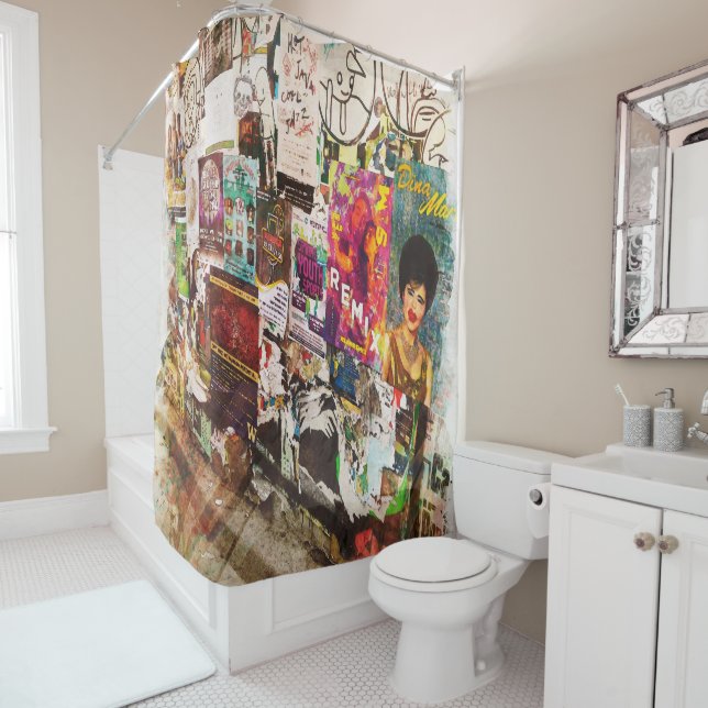 Mural, Bulletin Board, Pike Place Market, Seattle Shower Curtain (In Situ)