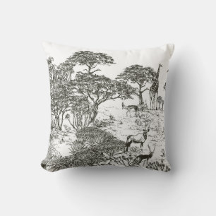 Mural hand drawn Safari Panoramic View, African La Cushion