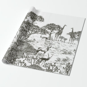 Mural hand drawn Safari Panoramic View, African La Wrapping Paper