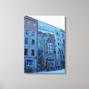 Mural in Old Quebec City, Quebec, Canada Canvas Print