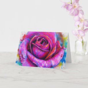 Mural Rose Art Pink Rose Floral Note Card