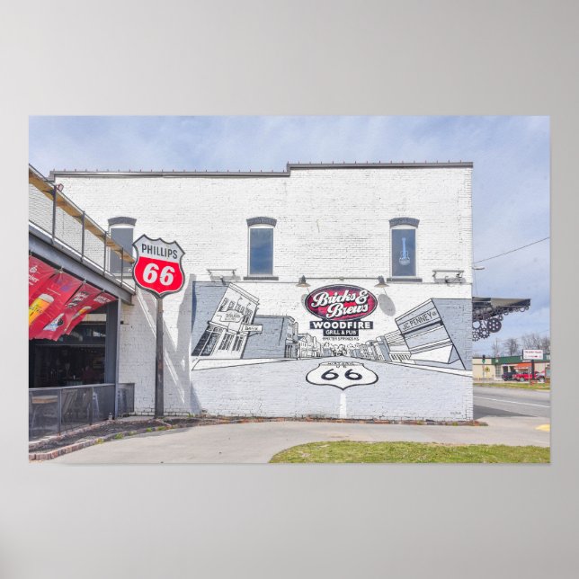 Mural with Route 66 Sign in Kansas (Front)
