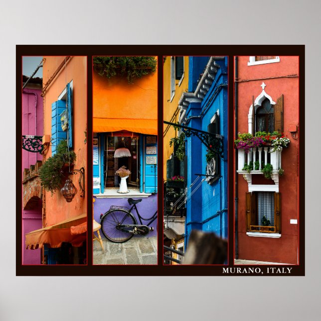 Murano, Italy 4 Photo Collage Custom Poster (Front)