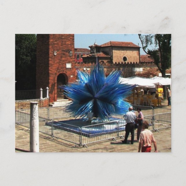 Murano, Italy Clock tower and Glass sculpture Postcard (Front)