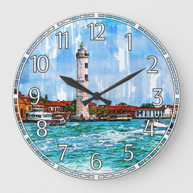 Murano Lighthouse, Venice, Italy. Large Clock (Front)