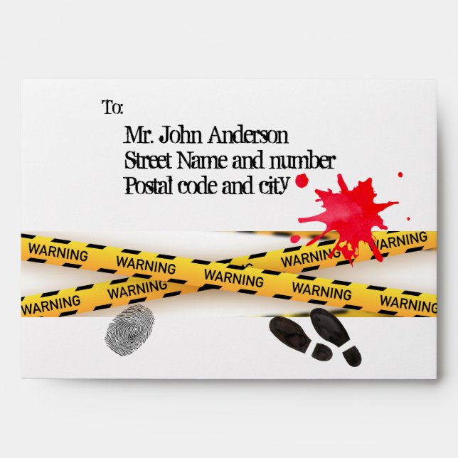 Murder mystery birthday dinner party bloody envelo envelope (Front)