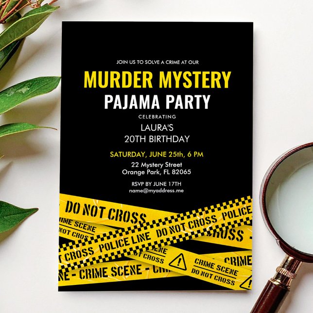 Murder Mystery Birthday Pajama Party Night Invitation (Creator Uploaded)