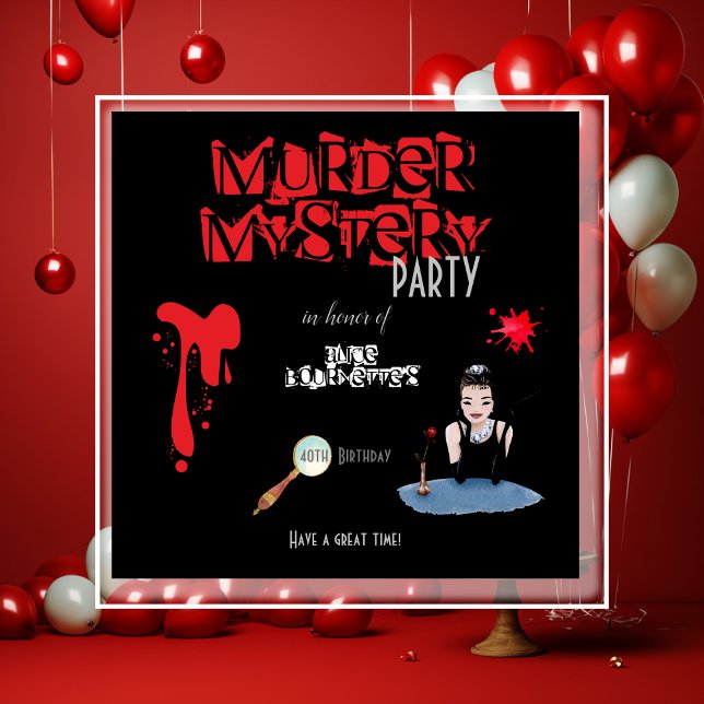 Murder Mystery Birthday Party Black Elegant  Napkin (Creator Uploaded)
