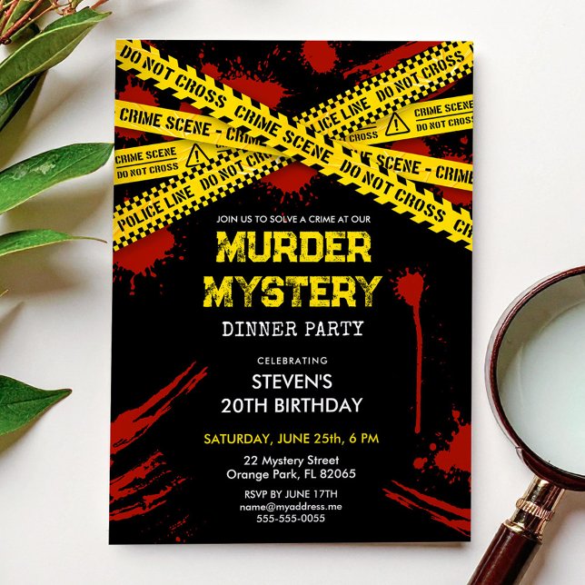 Murder Mystery Birthday Party with blood stains Invitation (Creator Uploaded)