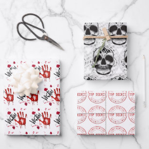 Murder mystery crime fan cold case blood wrapping  wrapping paper sheet