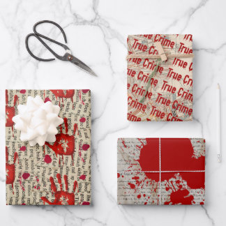 Murder mystery crime fan cold case bloody wrapping paper sheet
