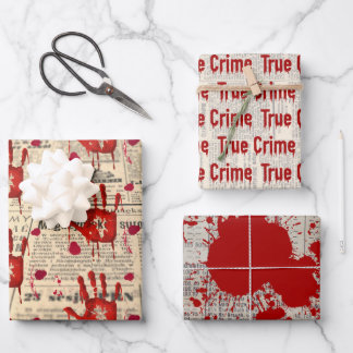 Murder mystery crime fan cold case bloody wrapping paper sheet