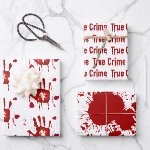 Murder mystery crime fan cold case bloody  wrapping paper sheet