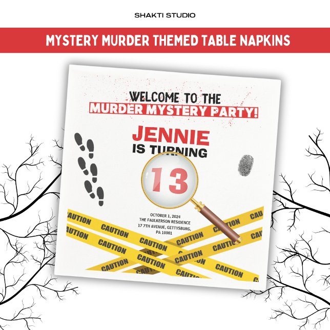 Murder Mystery Crime Scene Halloween Birthday Napkin (Creator Uploaded)