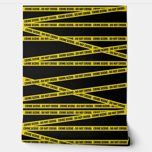 Murder Mystery Crime Scene Yellow Tape Wallpaper (Unrolling)