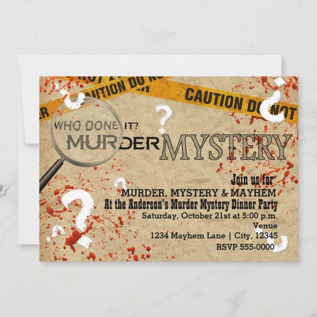 Murder Mystery Dinner Birthday Party Invitations (Front)