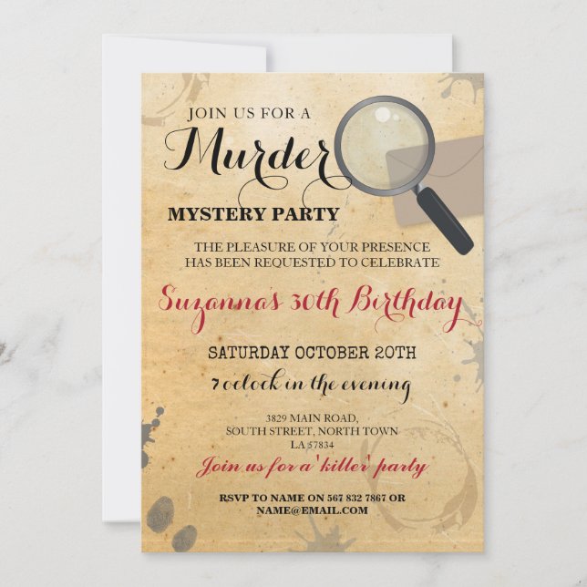 Murder Mystery Dinner Party Clues Invite (Front)