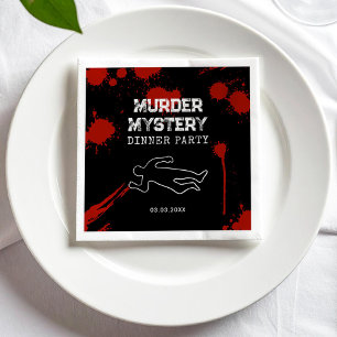 Murder Mystery Dinner Party with Blood Stains Napkin