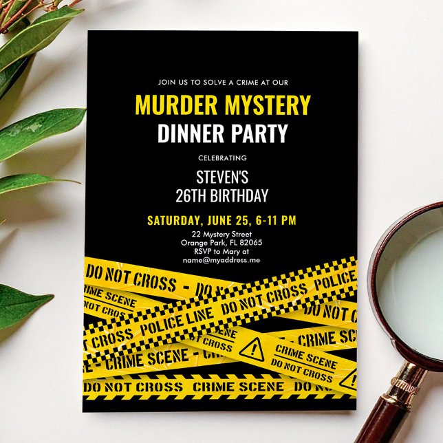 Murder Mystery Dinner Party Yellow Police Tapes Invitation (Creator Uploaded)