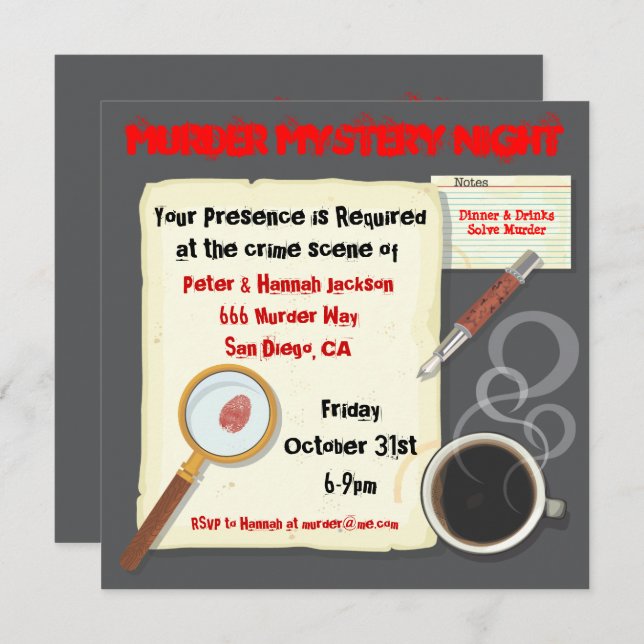 Murder Mystery Night Party Invitation (Front/Back)