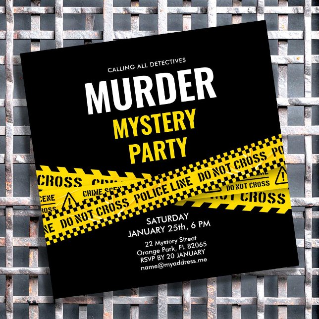 Murder Mystery Party Dinner Yellow Police Tapes Card (Creator Uploaded)