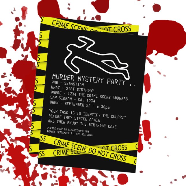 Murder Mystery Party Invitation (Murder Mystery Party Invitation from Ricaso. Ideal for birthdays, Halloween, Police themed events)