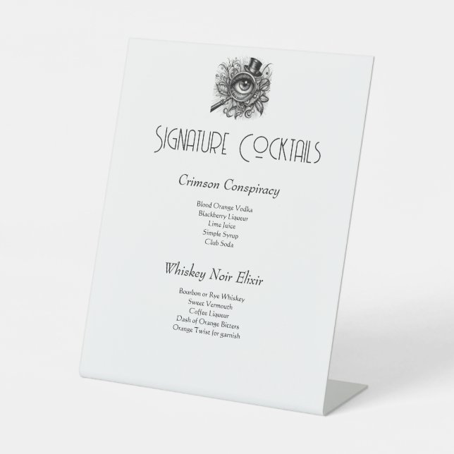 Murder Mystery Signature Cocktails Pedestal Sign (Front)
