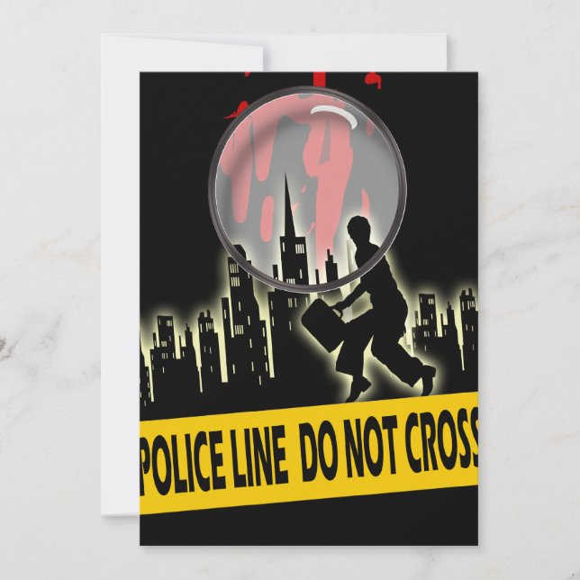 Murder mystery suspect dinner birthday invitation (Front)