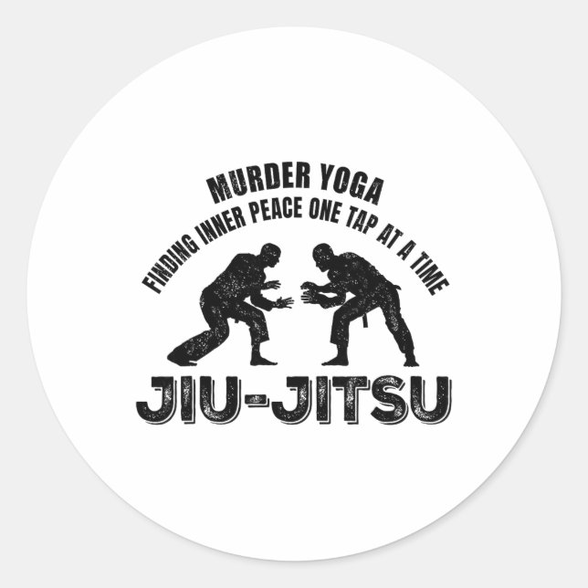 Murder Yoga Inner Peace Jiu-jitsu Funny Grappling  Classic Round Sticker (Front)