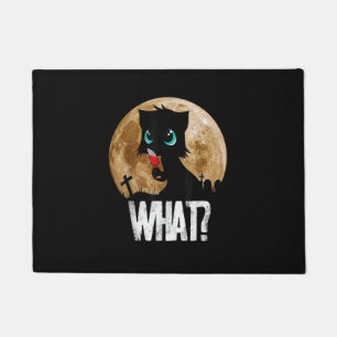 Murderous Black Cat What With Knife Full Moon Hall Doormat