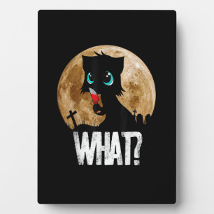 Murderous Black Cat What With Knife Full Moon Hall Plaque