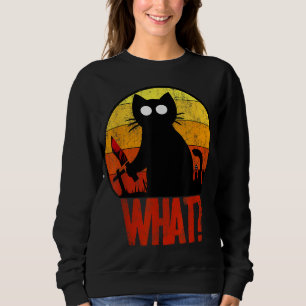 Murderous Black Psycho Cute Cat What Knife Christm Sweatshirt