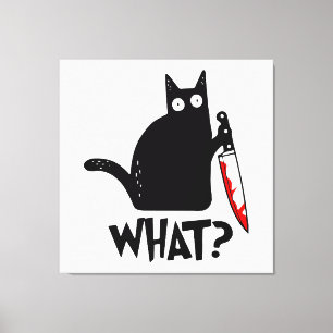 Murderous Cat With Knife Canvas Print