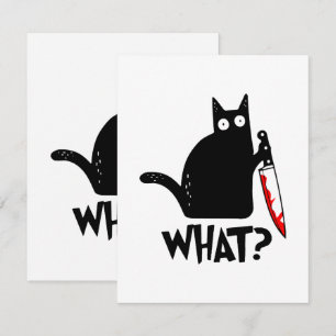 Murderous Cat With Knife Card