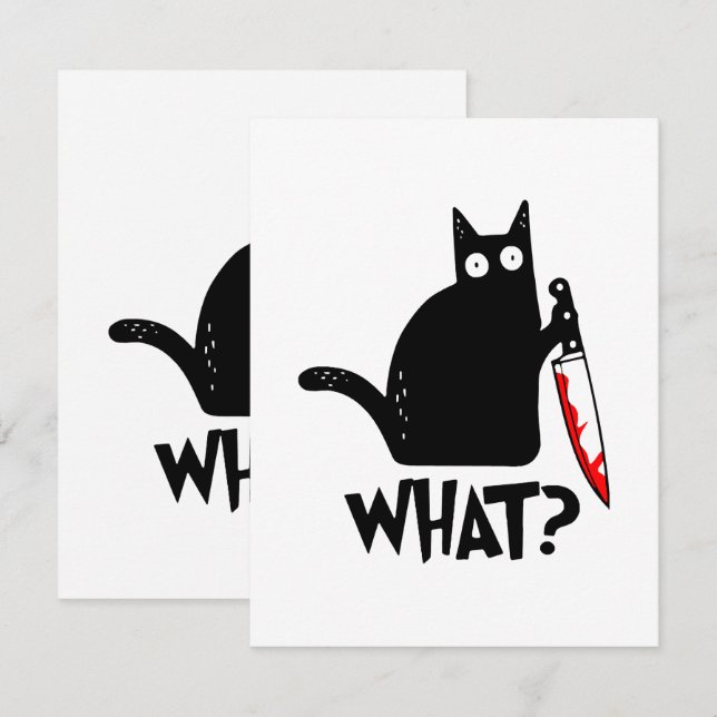 Murderous Cat With Knife Enclosure Card (Front/Back)