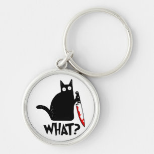 Murderous Cat With Knife Key Ring