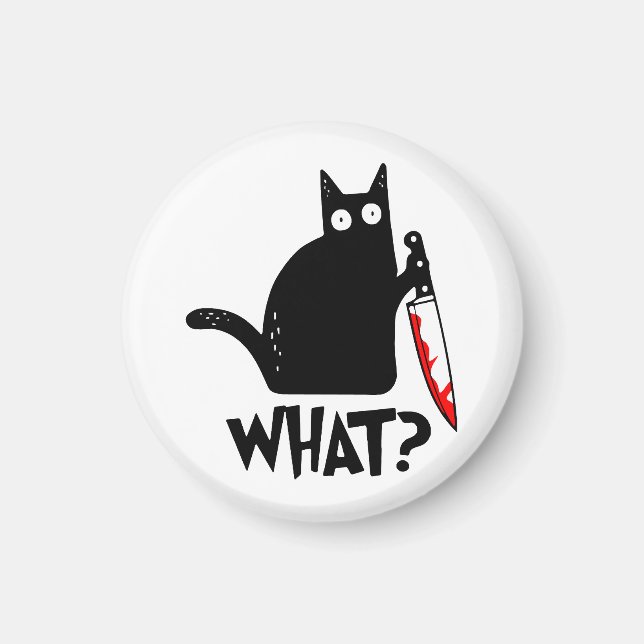 Murderous Cat With Knife Magnet (Front)